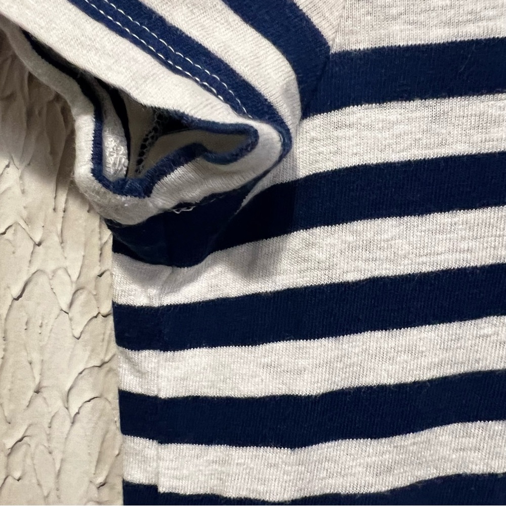 Lou & Grey Navy White Striped Short Sleeve linen blend T Shirt Dress size small - Picture 7 of 11